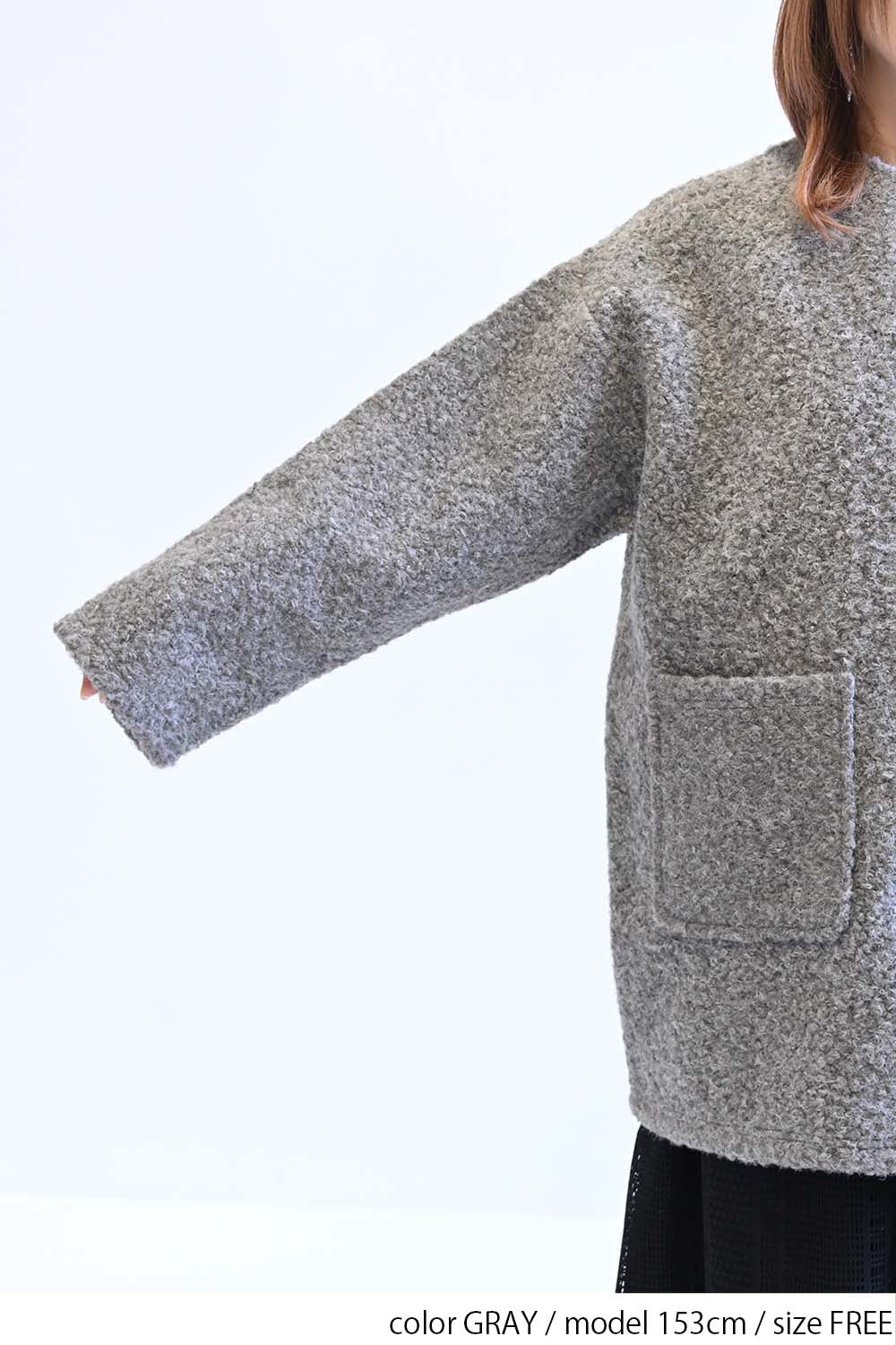 ≪SALE≫Wool-Like Crew Neck Coat