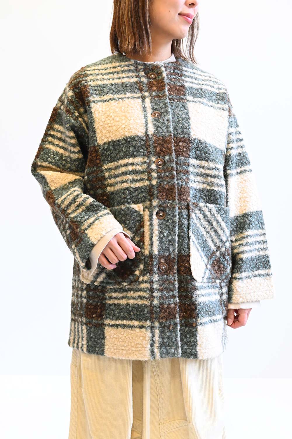 ≪SALE≫Wool-Like Crew Neck Coat