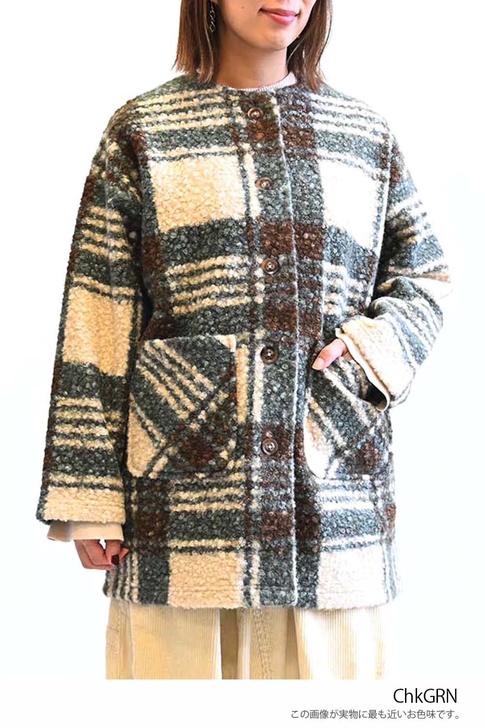 ≪SALE≫Wool-Like Crew Neck Coat
