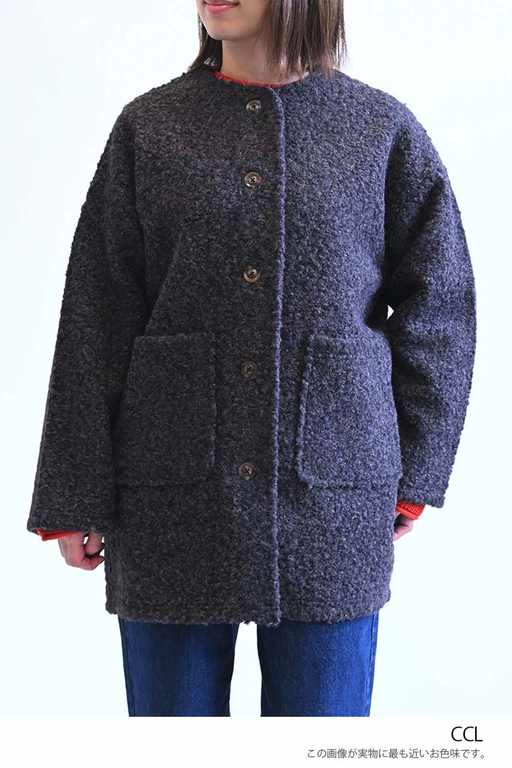 ≪SALE≫Wool-Like Crew Neck Coat