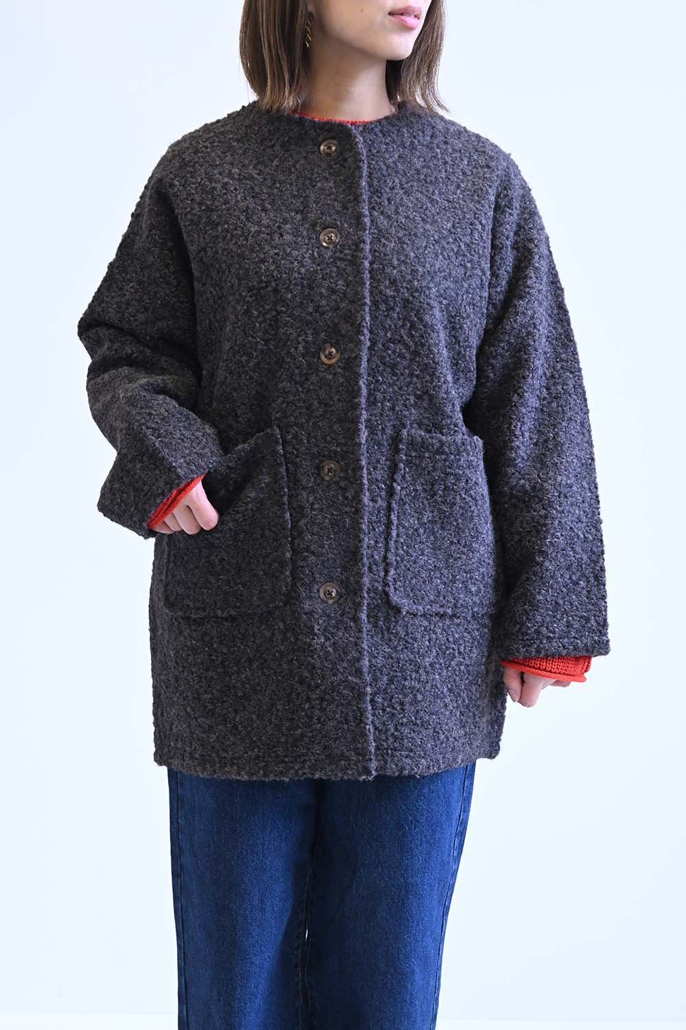 ≪SALE≫Wool-Like Crew Neck Coat