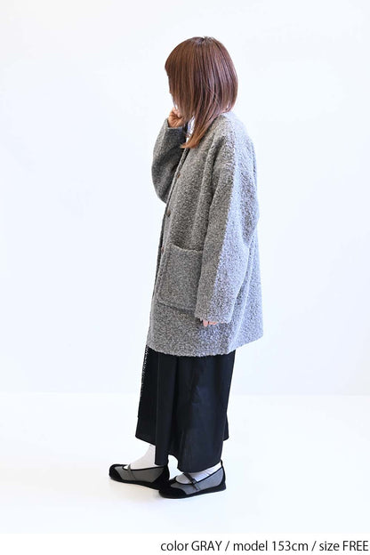 ≪SALE≫Wool-Like Crew Neck Coat