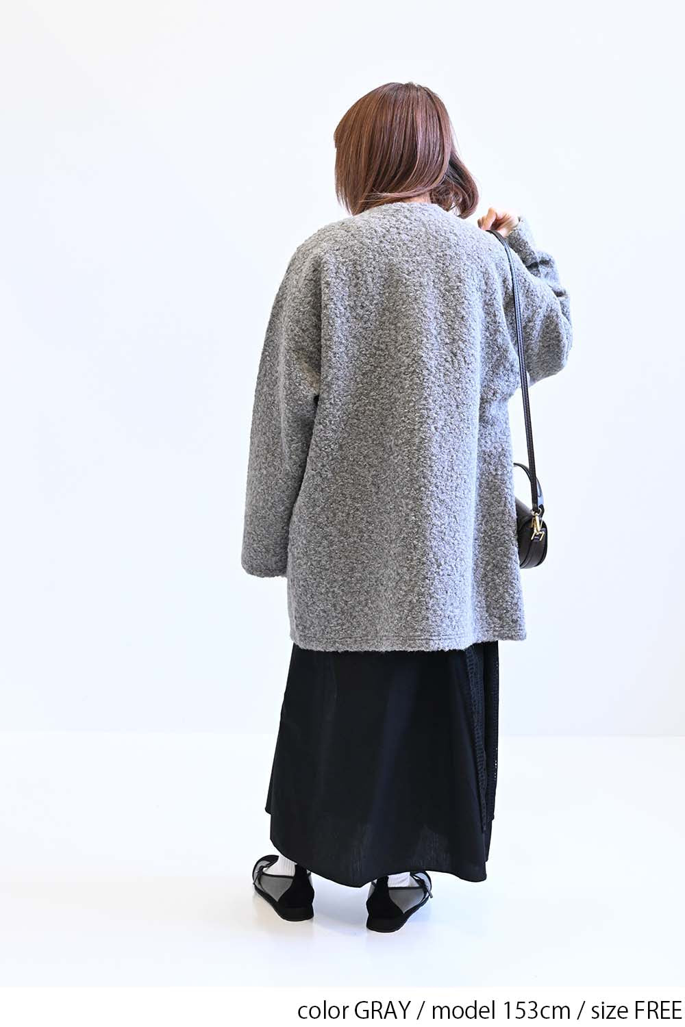 ≪SALE≫Wool-Like Crew Neck Coat