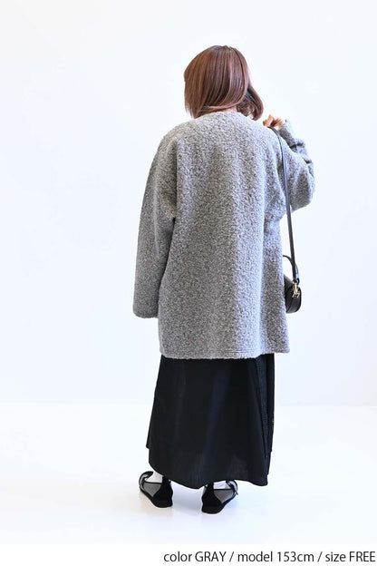 ≪SALE≫Wool-Like Crew Neck Coat