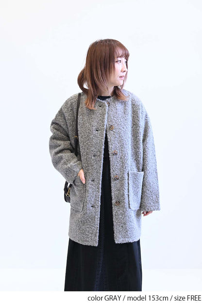 ≪SALE≫Wool-Like Crew Neck Coat