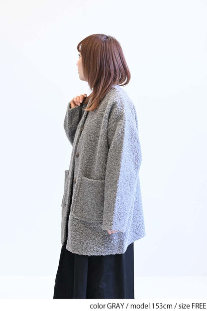 ≪SALE≫Wool-Like Crew Neck Coat