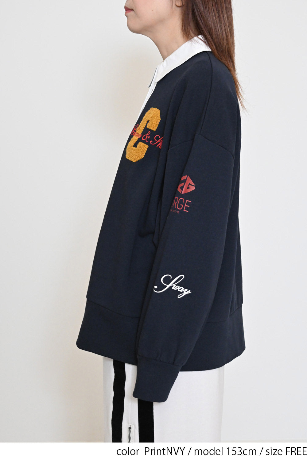 【charmmy】スキッパー刺繍プルオーバー