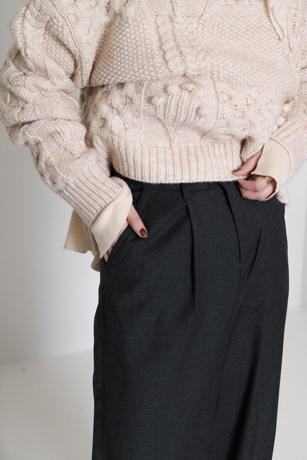≪SALE≫ハイウエストにもなる2WAYタックパンツ