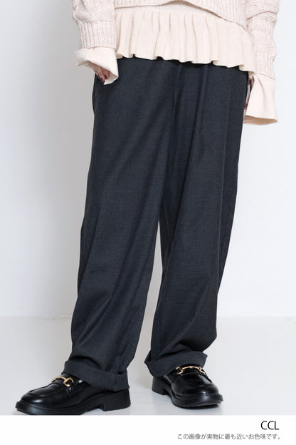 ≪SALE≫ハイウエストにもなる2WAYタックパンツ