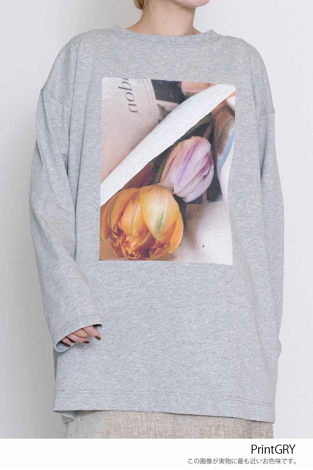 お花プリントロングTEE