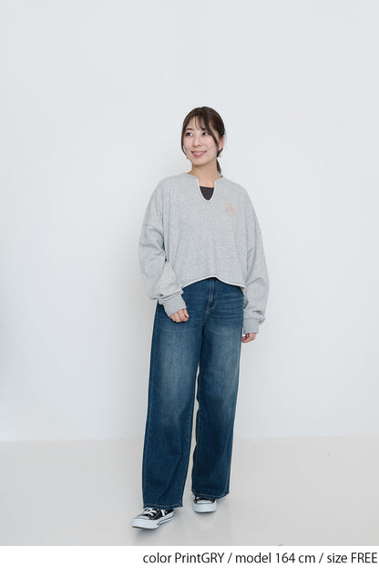 Vネックエンブレム刺繍プルオーバー