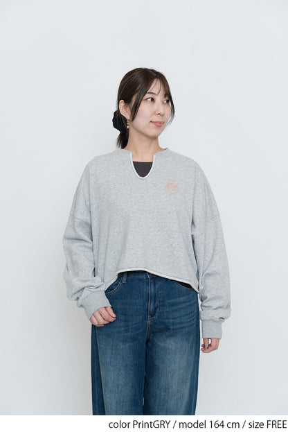 Vネックエンブレム刺繍プルオーバー