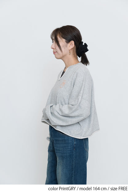 Vネックエンブレム刺繍プルオーバー