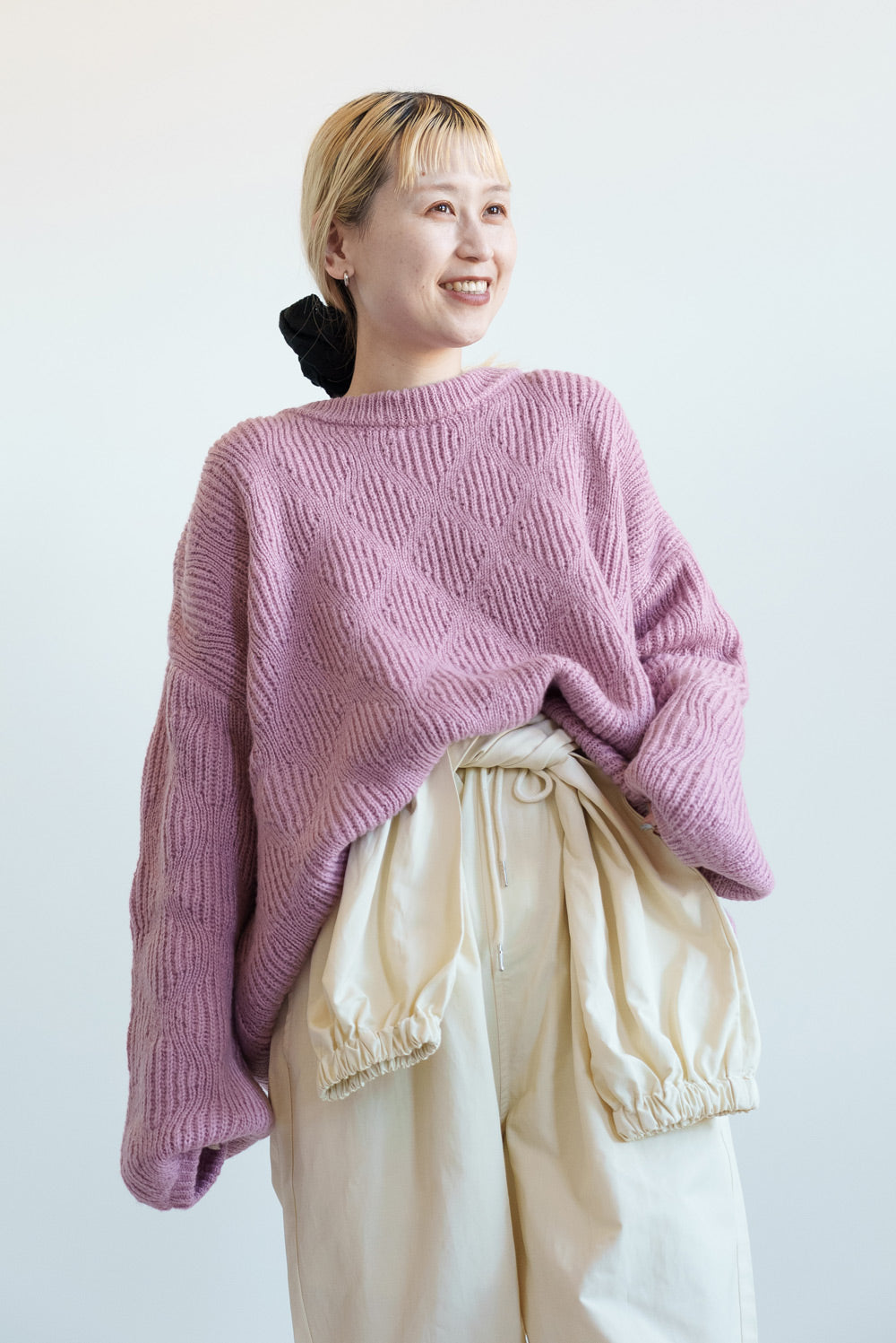 ≪SALE≫Crew Neck Textured Knit Pullover