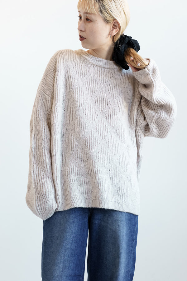 ≪SALE≫Crew Neck Textured Knit Pullover