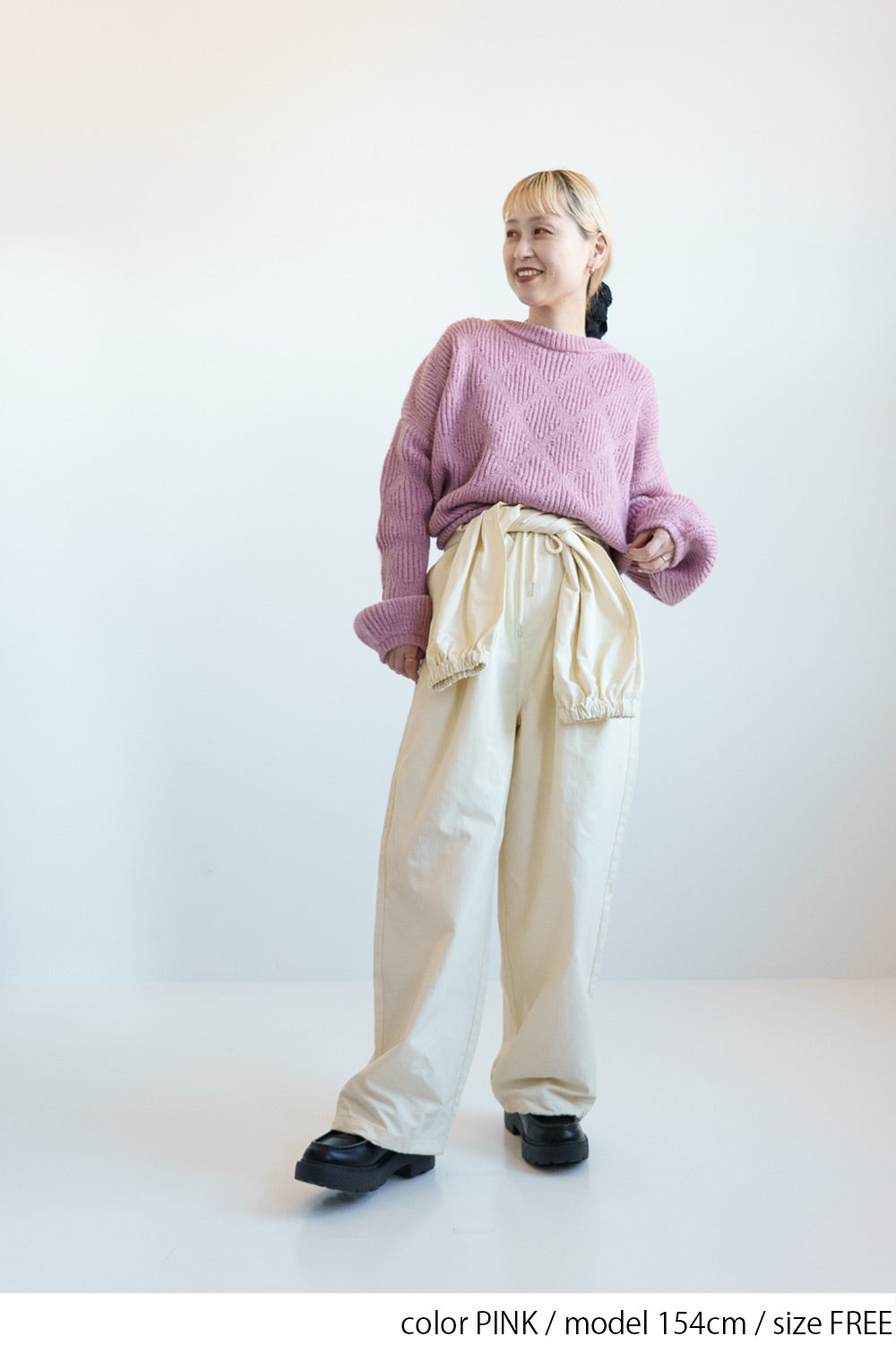 ≪SALE≫Crew Neck Textured Knit Pullover
