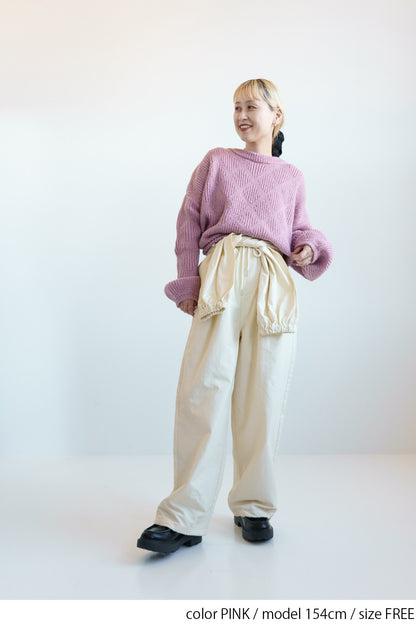 ≪SALE≫Crew Neck Textured Knit Pullover