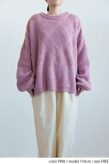 ≪SALE≫Crew Neck Textured Knit Pullover