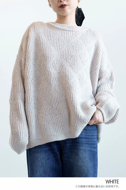 ≪SALE≫Crew Neck Textured Knit Pullover