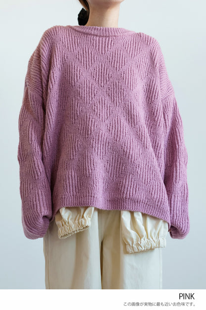≪SALE≫Crew Neck Textured Knit Pullover