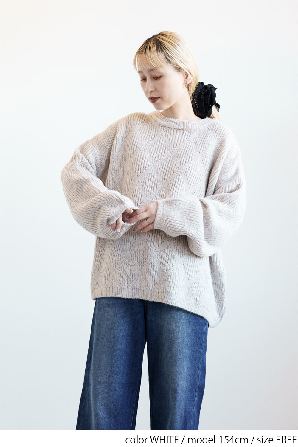 ≪SALE≫Crew Neck Textured Knit Pullover