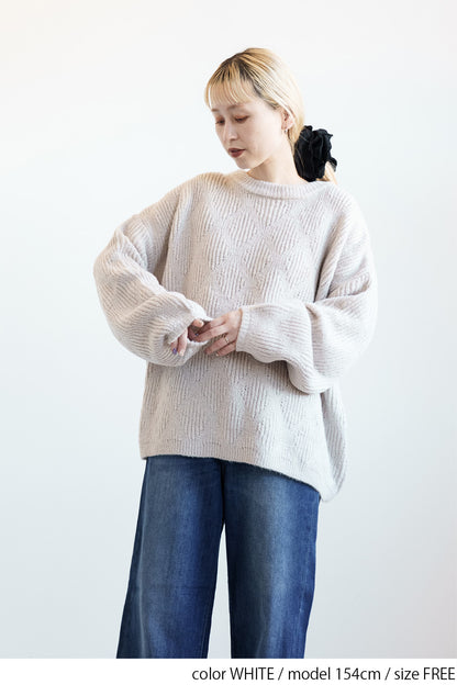 ≪SALE≫Crew Neck Textured Knit Pullover