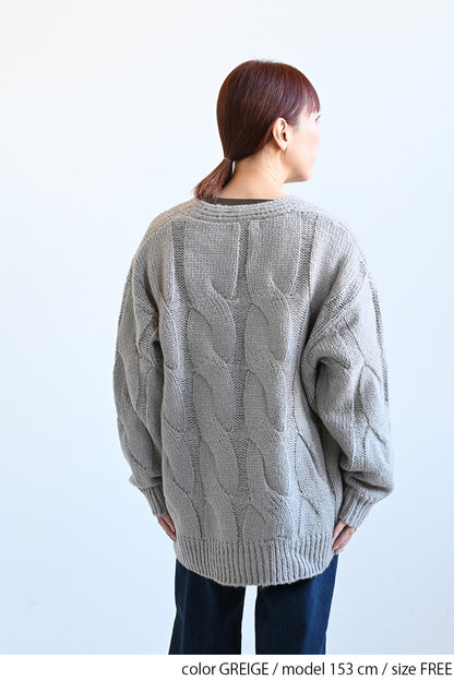≪SALE≫V-Neck Thick Cable Pullover