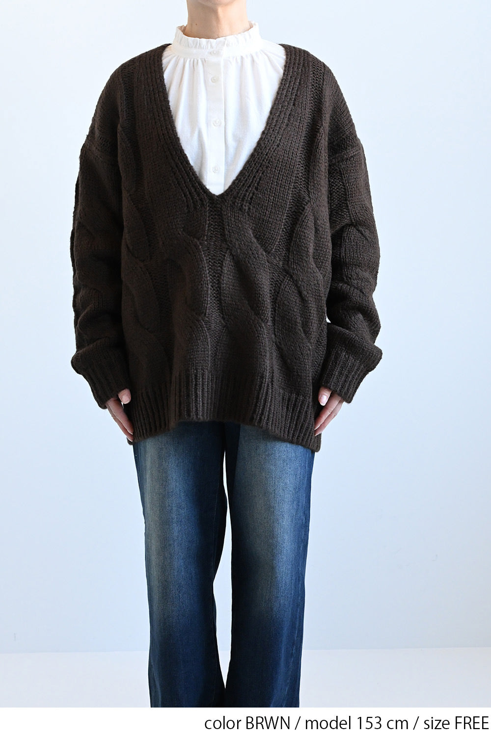 ≪SALE≫V-Neck Thick Cable Pullover