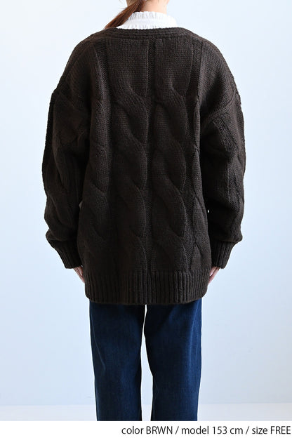 ≪SALE≫V-Neck Thick Cable Pullover