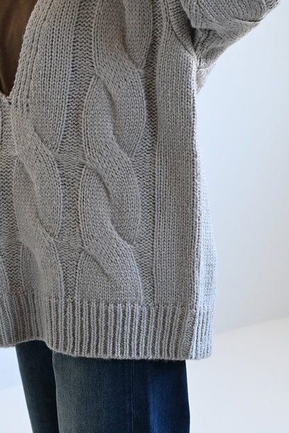 ≪SALE≫V-Neck Thick Cable Pullover