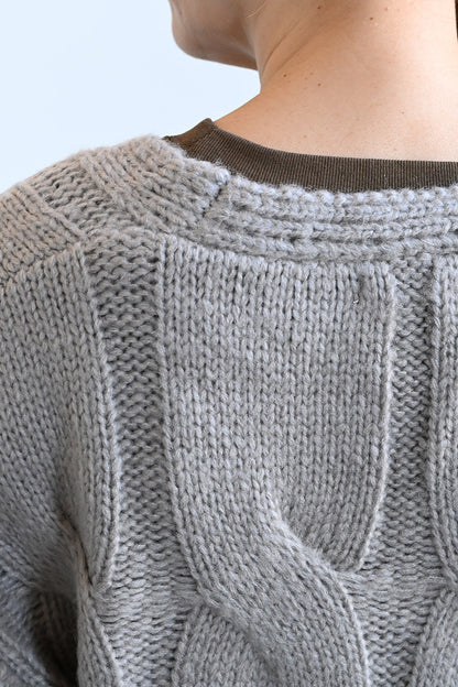 ≪SALE≫V-Neck Thick Cable Pullover