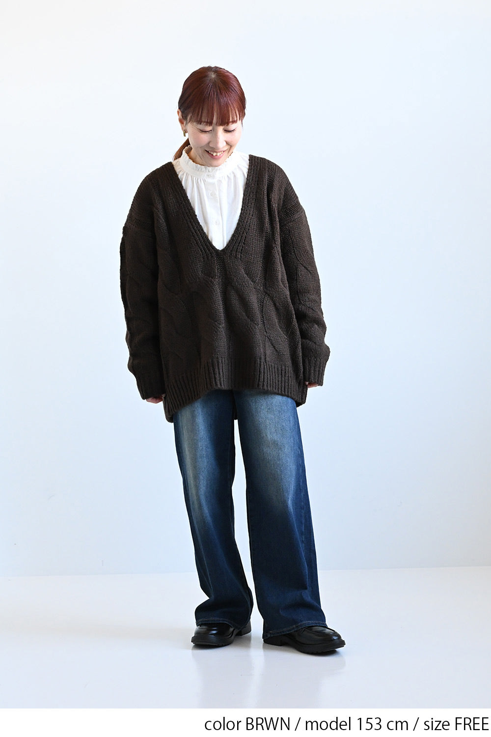 ≪SALE≫V-Neck Thick Cable Pullover