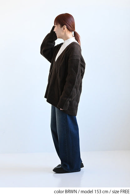 ≪SALE≫V-Neck Thick Cable Pullover