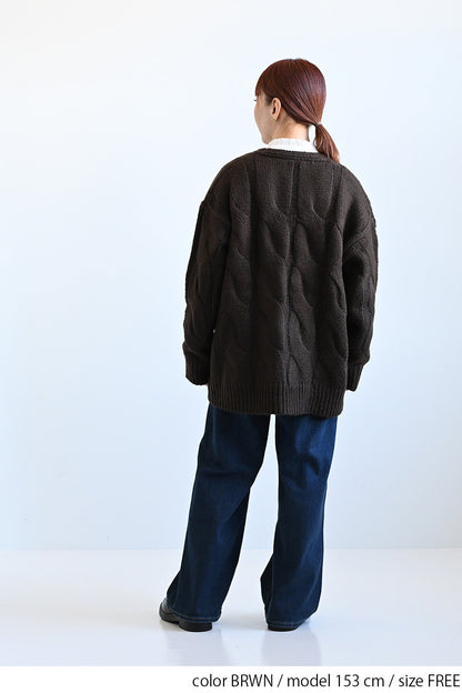 ≪SALE≫V-Neck Thick Cable Pullover