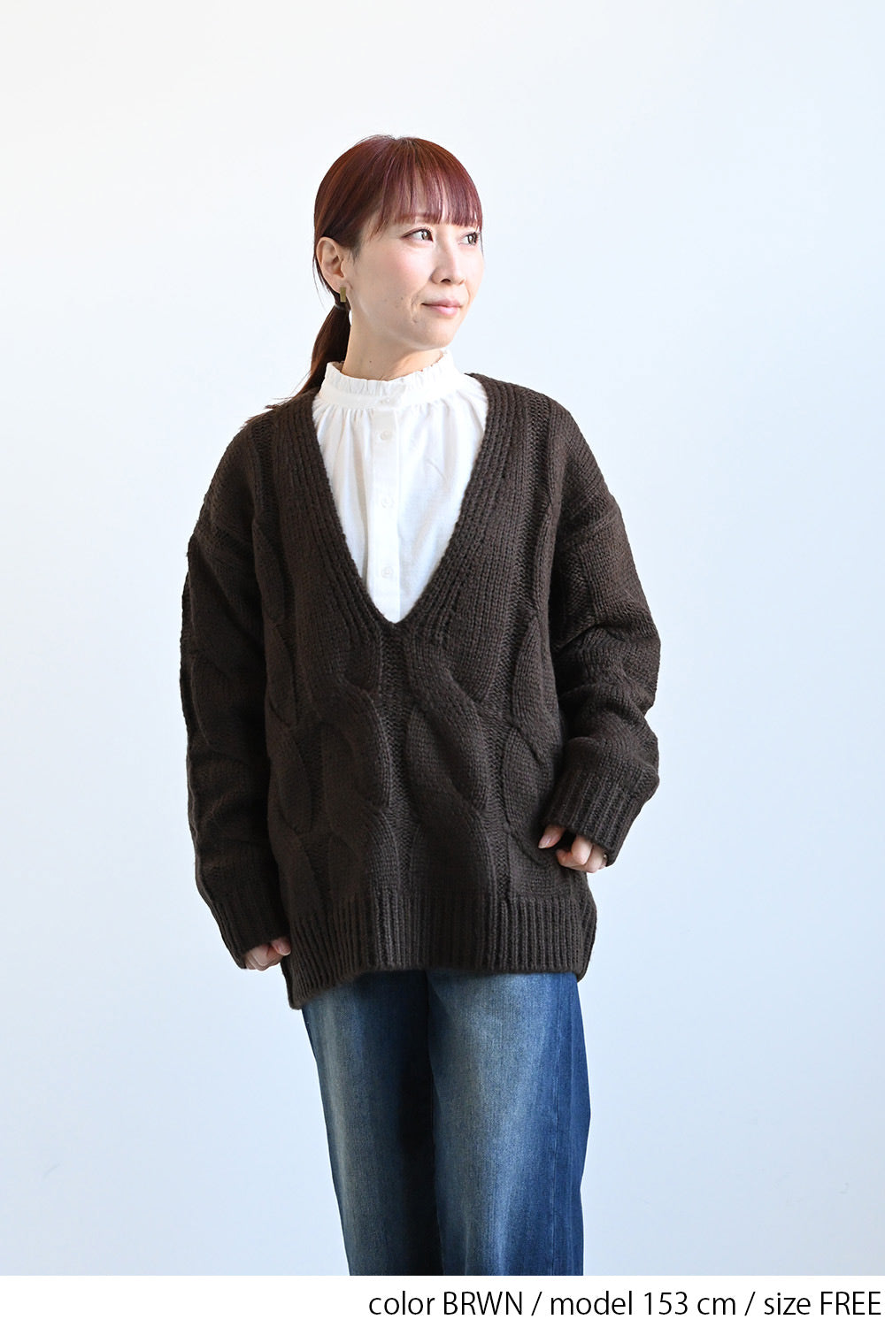 ≪SALE≫V-Neck Thick Cable Pullover