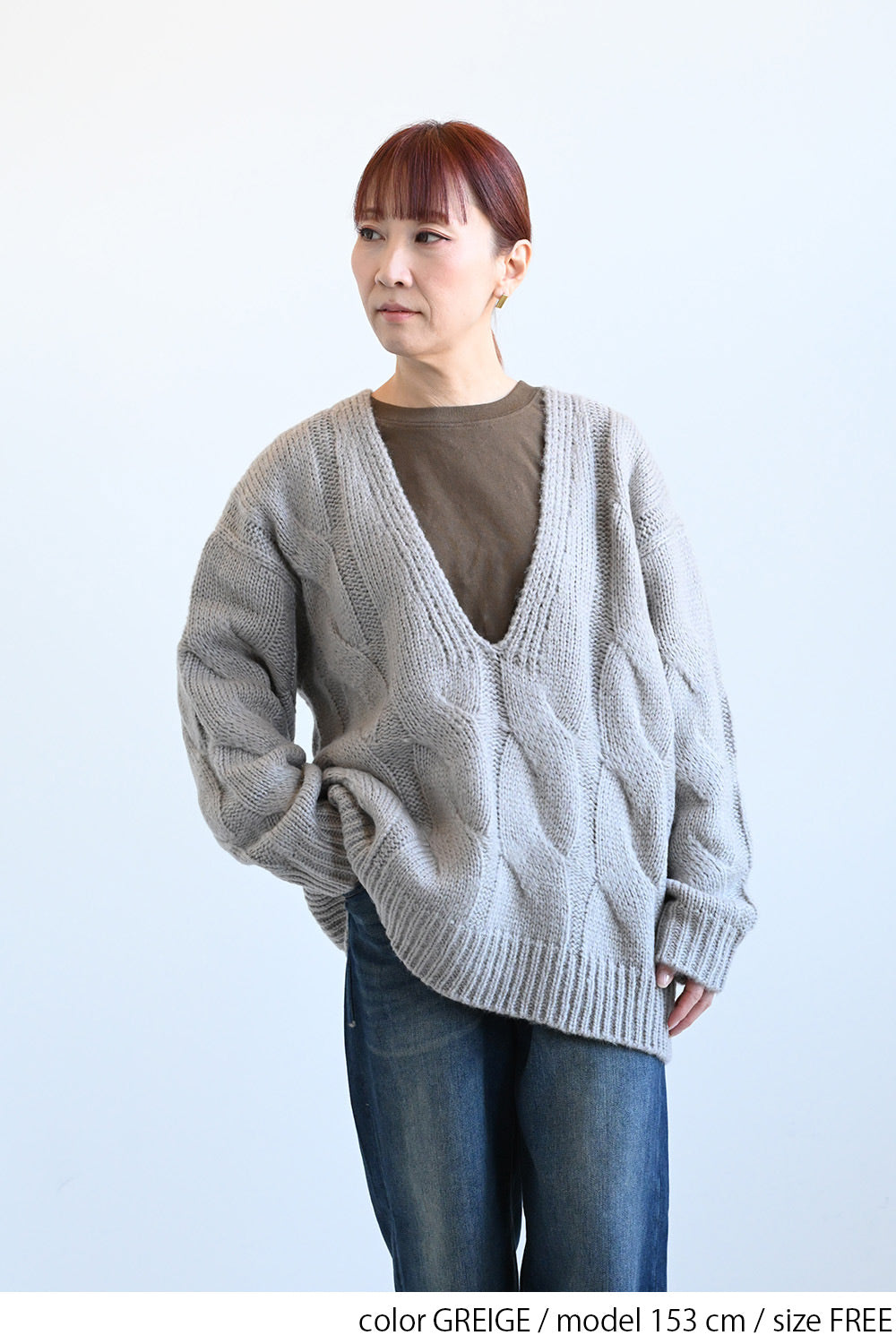 ≪SALE≫V-Neck Thick Cable Pullover