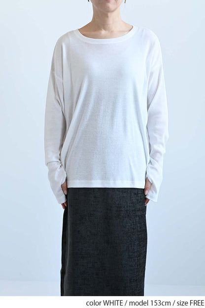 やわらかストレッチ長袖指穴Tee