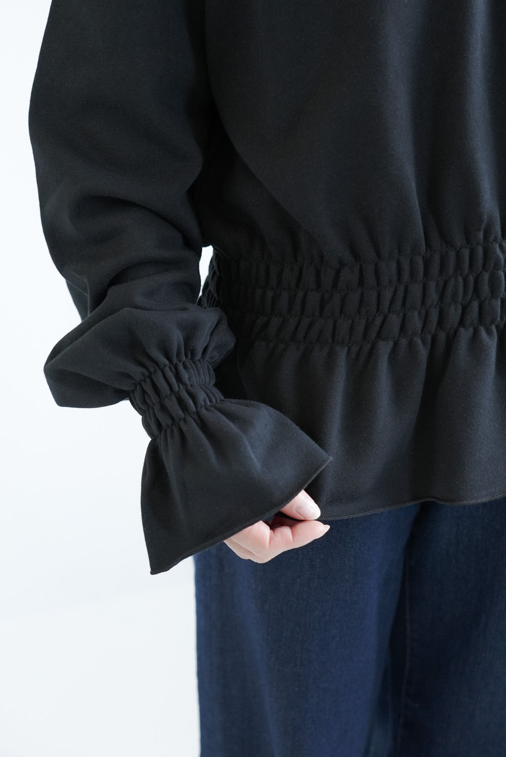 ≪SALE≫Hem & Cuff Ruffle Gathered Pullover