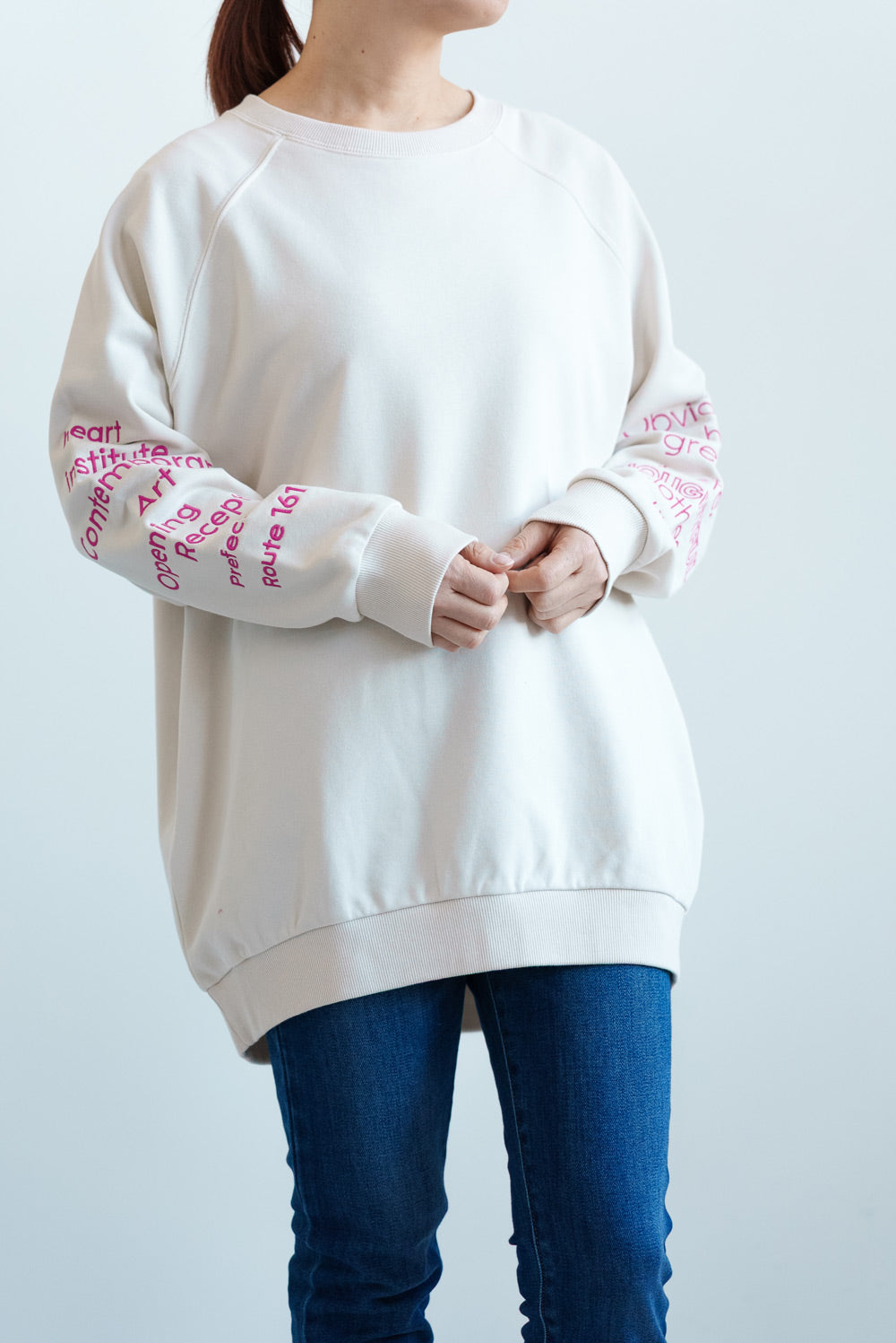 袖刺繍裏毛チュニック