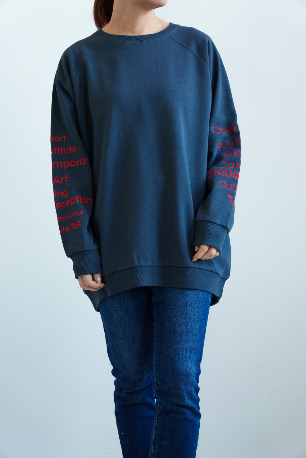 袖刺繍裏毛チュニック