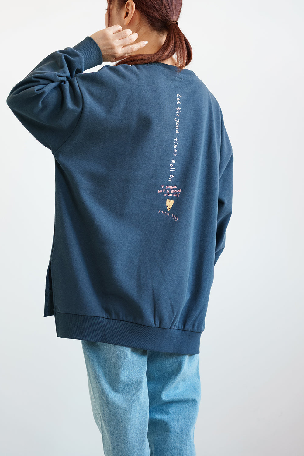 タテ刺繍ハート裏毛チュニック
