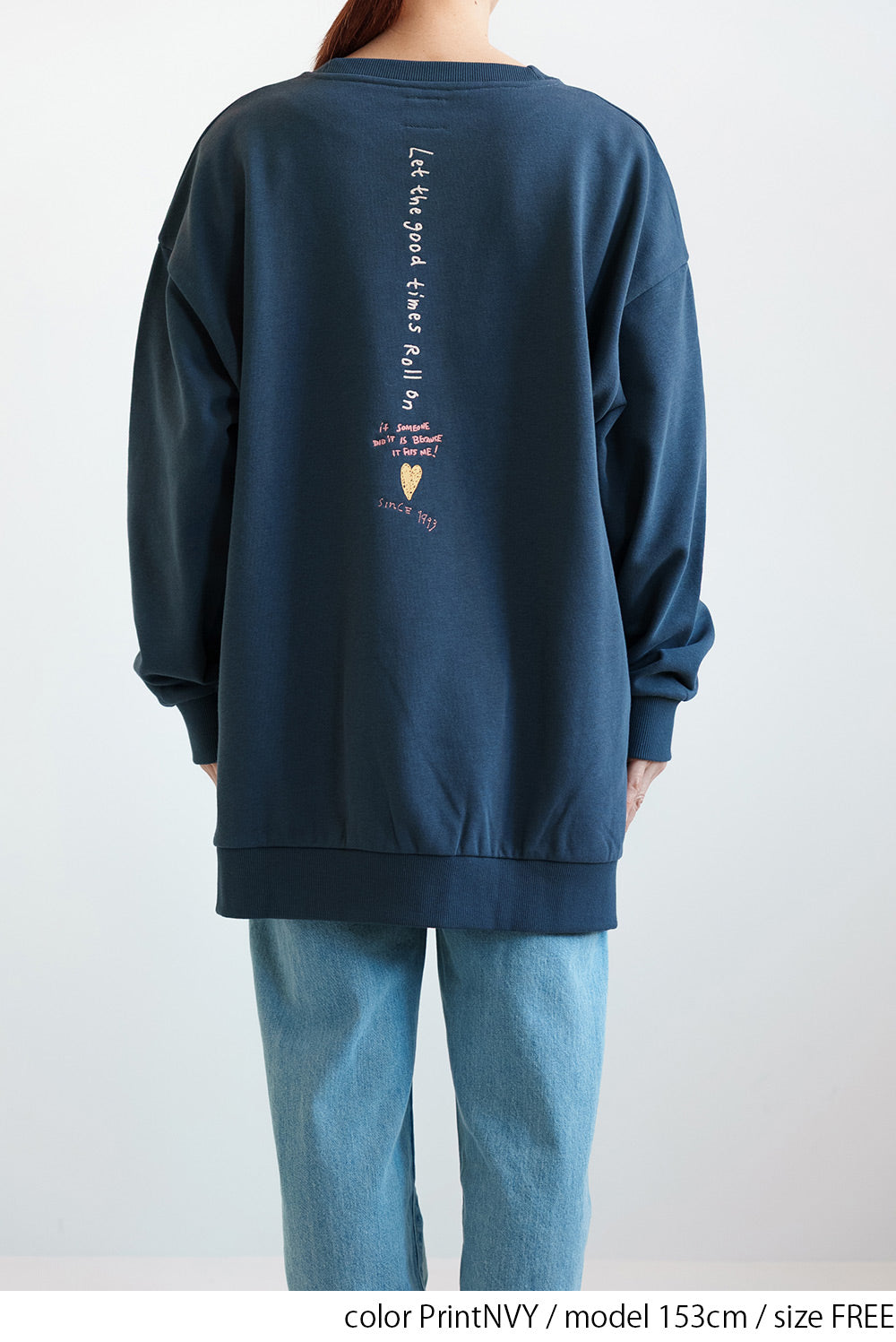 タテ刺繍ハート裏毛チュニック