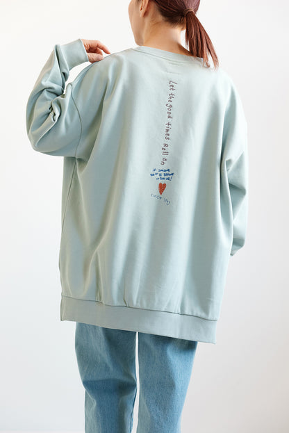 Vertical Embroidered Heart Fleece Tunic