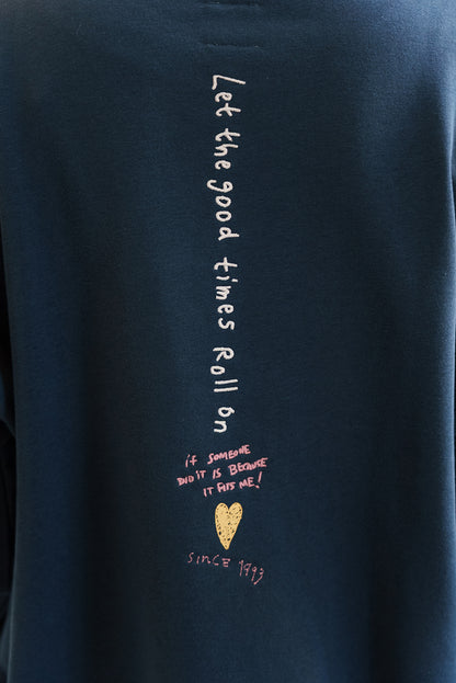 Vertical Embroidered Heart Fleece Tunic