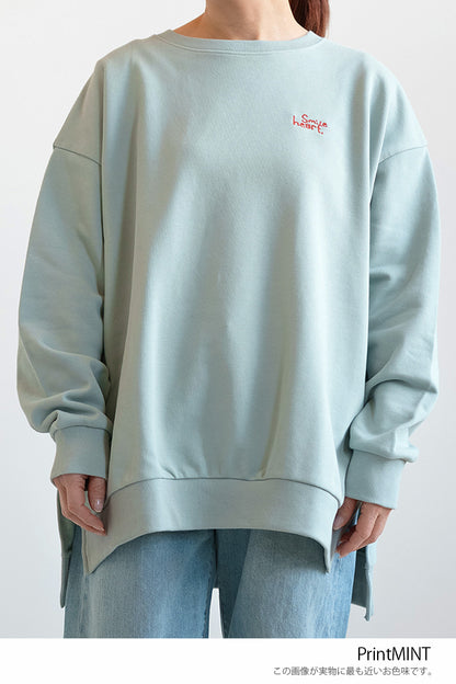 Vertical Embroidered Heart Fleece Tunic