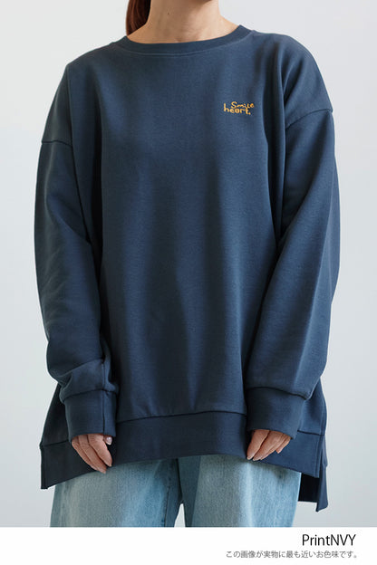 Vertical Embroidered Heart Fleece Tunic