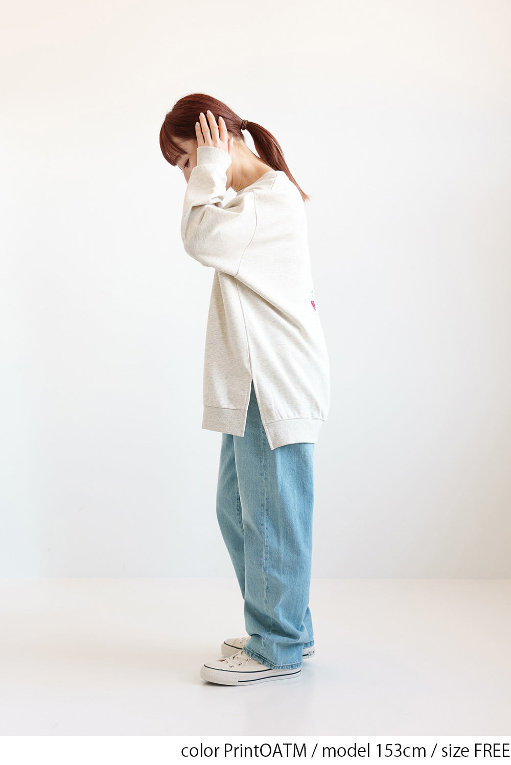 タテ刺繍ハート裏毛チュニック