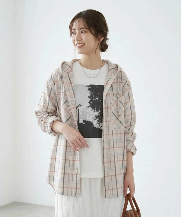 フード付きシャツチュニック