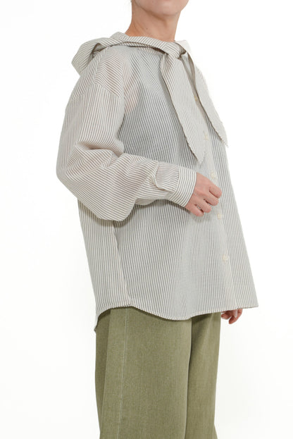 Bow Tie Hooded Blouse