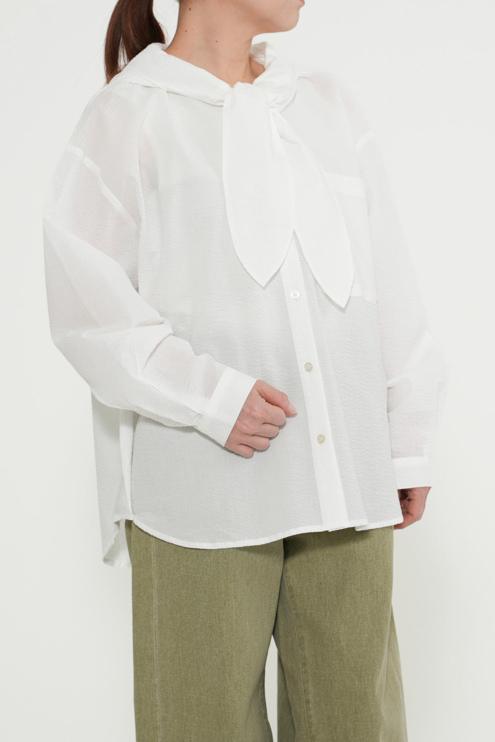 Bow Tie Hooded Blouse